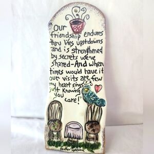 Vintage Blue Sky Clayworks Friendship Plaque Heather Goldminc 2002 Wall Hanging